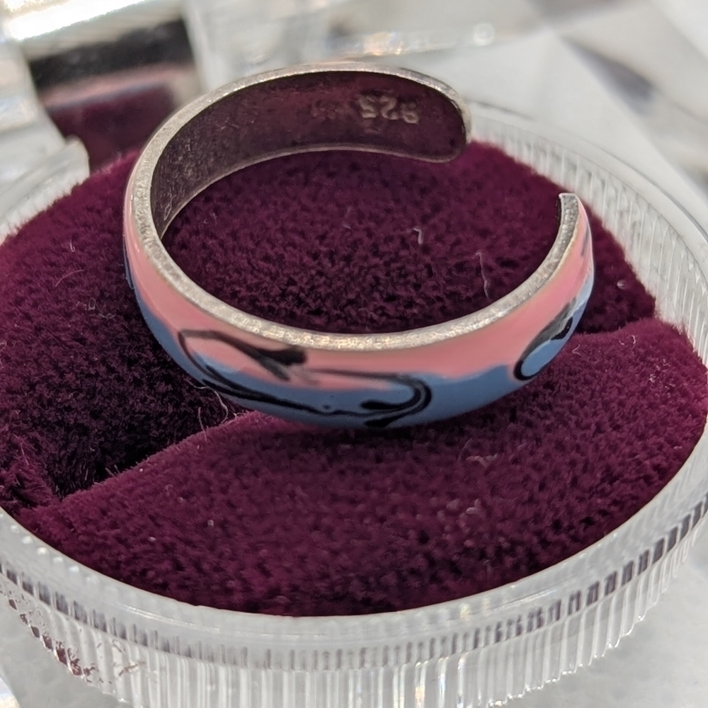 Pink and Blue Patterned Ring - Picture 2 of 3